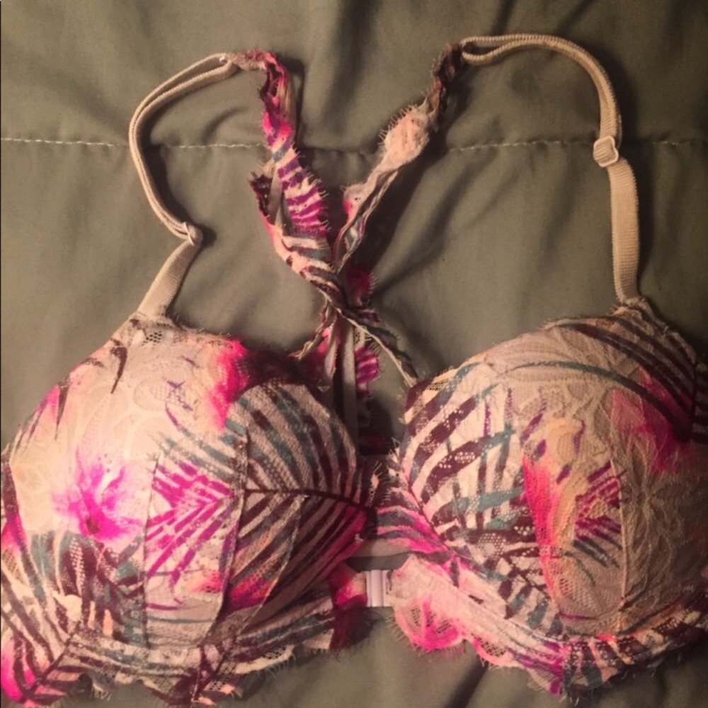 Tropical Print Racerback Bra